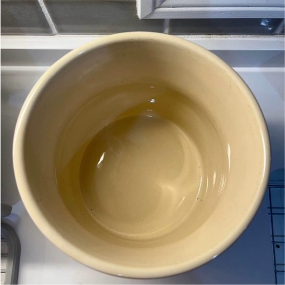 Oversized white stoneware utensil crock w/lazy susan - Picture 2 of 6